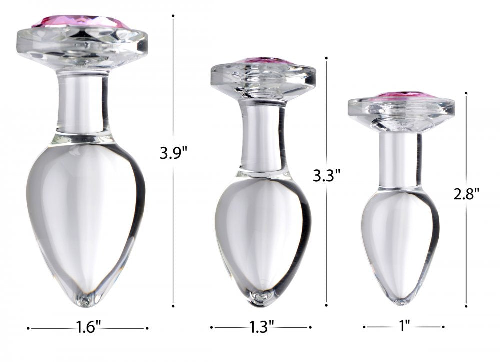 Analplug aus Glas mit rosa Edelsteinen – Klein