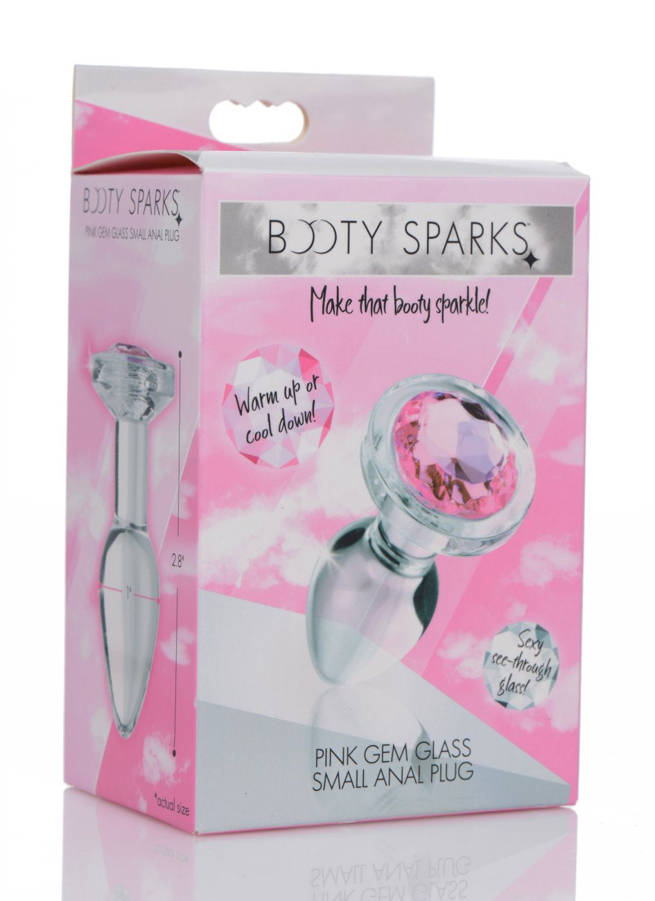 Analplug aus Glas mit rosa Edelsteinen – Klein