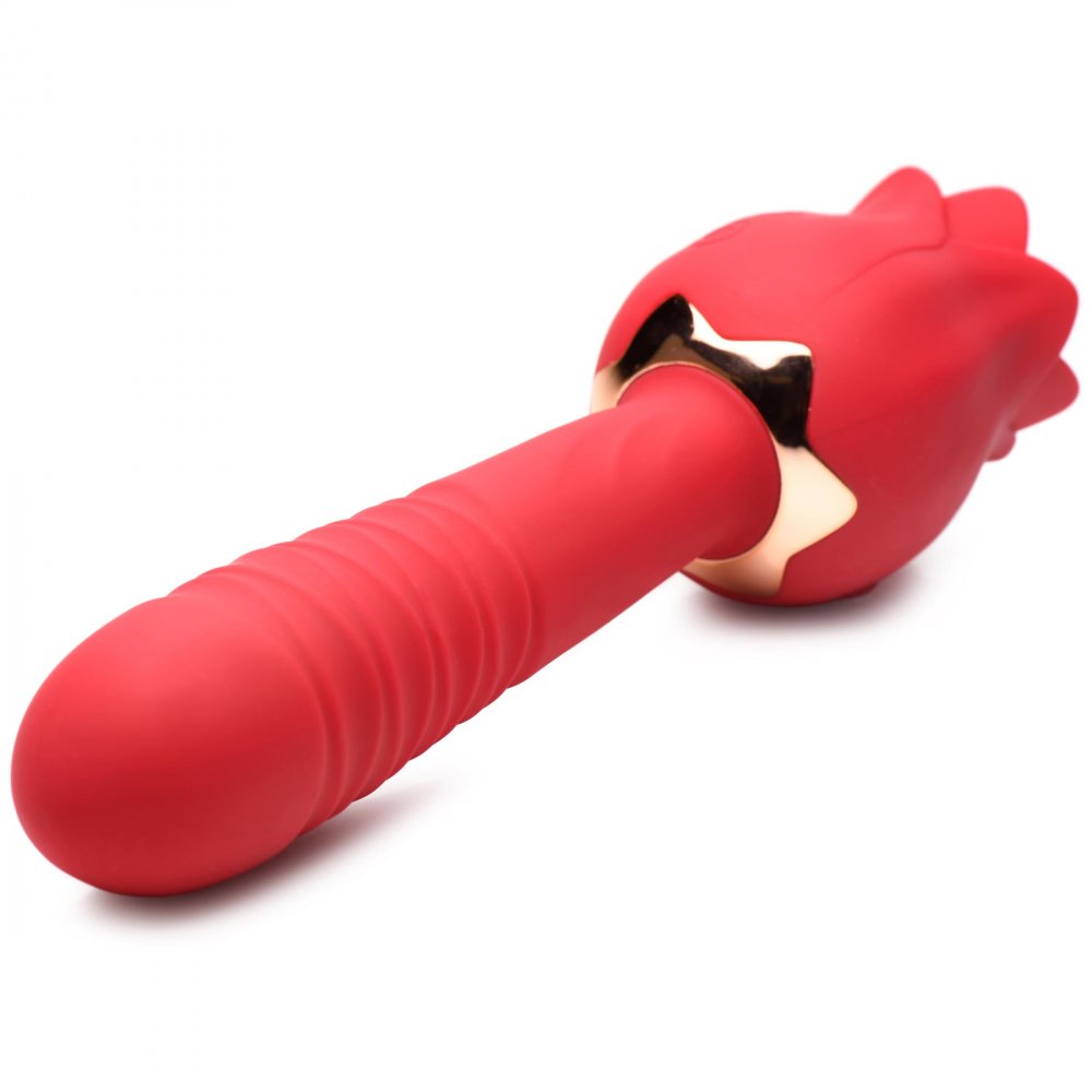 Stoßender und leckender Rosenvibrator