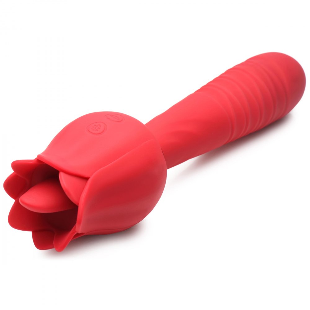 Stoßender und leckender Rosenvibrator