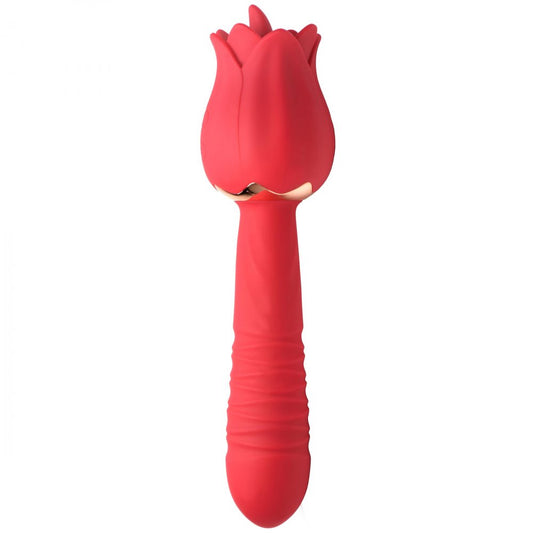 Vibrador de rosa que empuja y lame